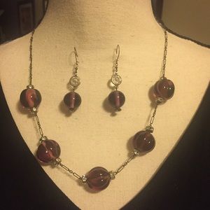 Vintage Lucy Isaacs Glass Necklace and Earrings